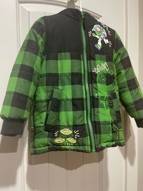 Disney Toy Story Green Plaid Fleece Jacket. Plush & Warm 4T Toddler
